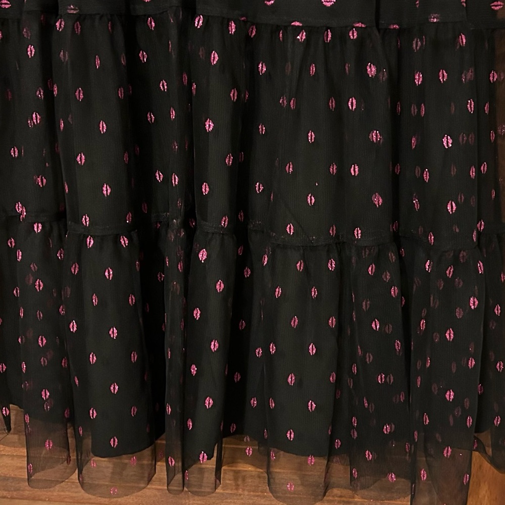 NWT BETSEY JOHNSON Women's 💋💋💋Raven Black Tulle Mesh Valentine’s Day Dress - Picture 7 of 10